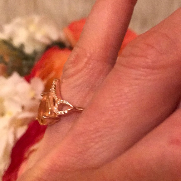 Sterling silver rose gold plated citrine ring - Picture 5 of 7